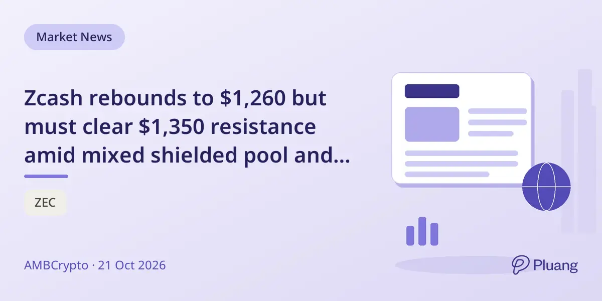 Zcash rebounds to $1,260 but must clear $1,350 resistance amid mixed shielded pool and ETF flows
