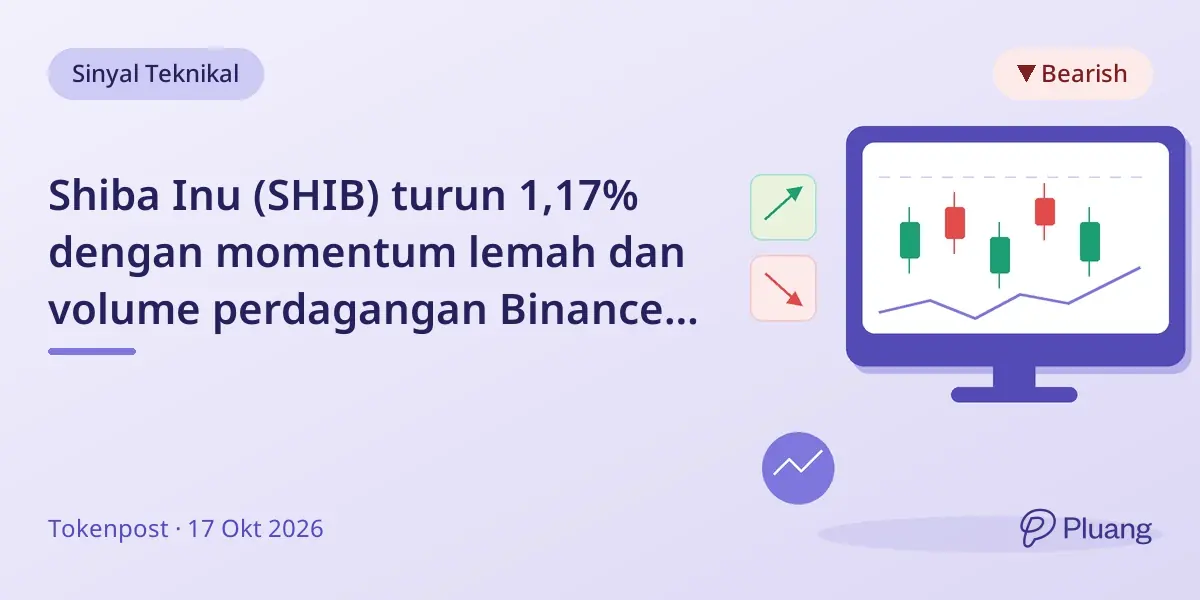 Shiba Inu (SHIB) turun 1,17% dengan momentum lemah dan volume perdagangan Binance rendah pada 17 Okt
