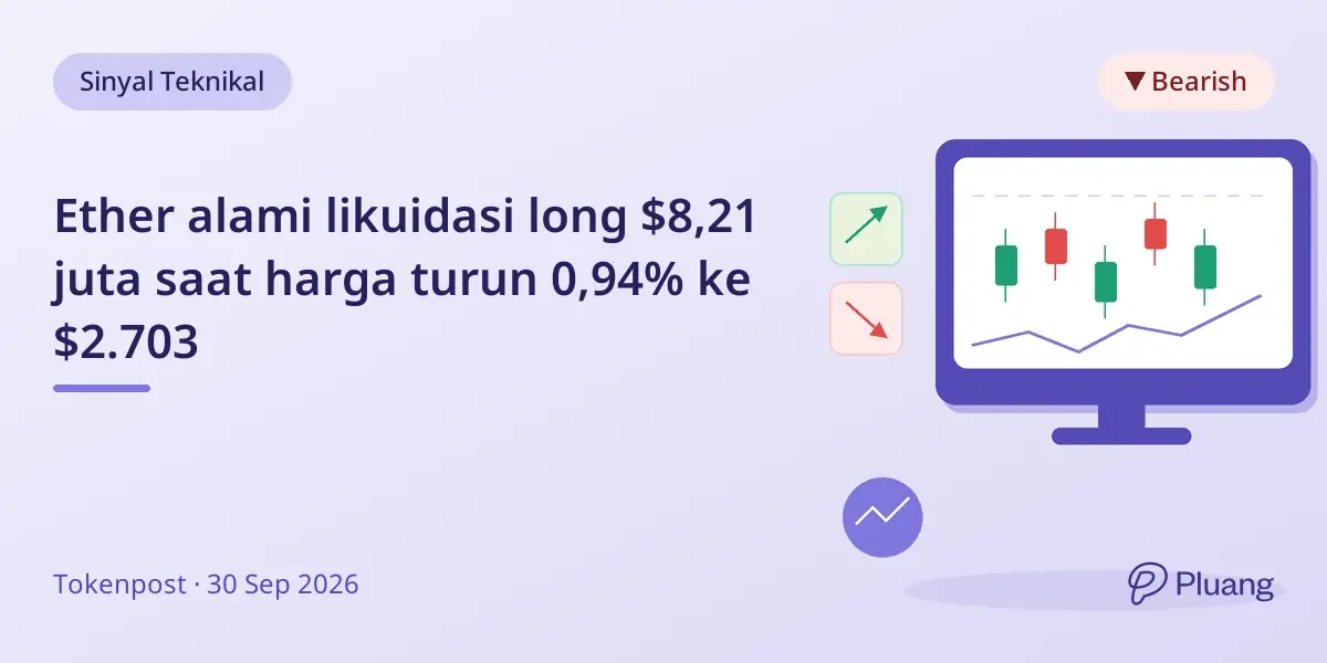 Ether alami likuidasi long $8,21 juta saat harga turun 0,94% ke $2.703