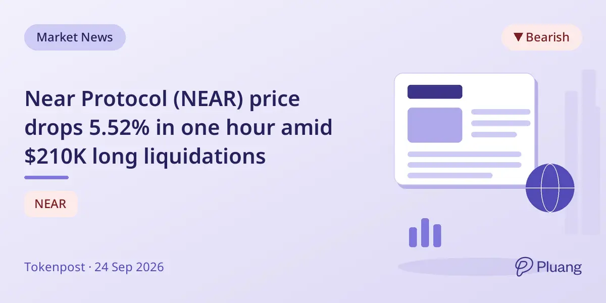 Near Protocol (NEAR) price drops 5.52% in one hour amid $210K long liquidations