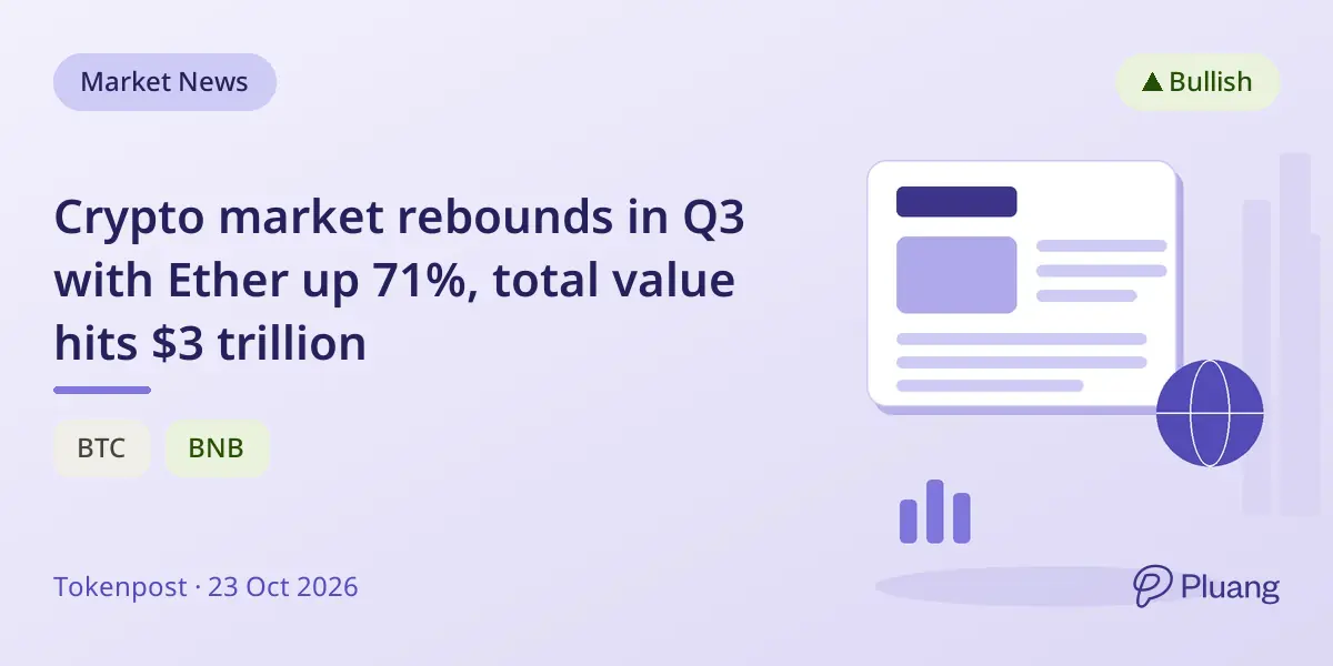 Crypto market rebounds in Q3 with Ether up 71%, total value hits $3 trillion