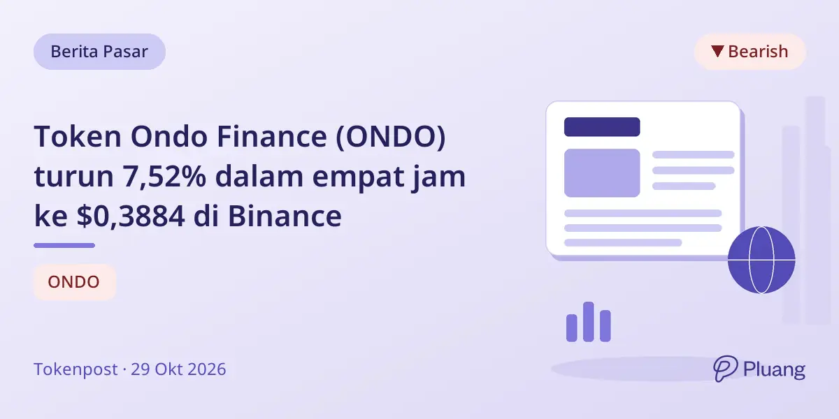 Token Ondo Finance (ONDO) turun 7,52% dalam empat jam ke $0,3884 di Binance