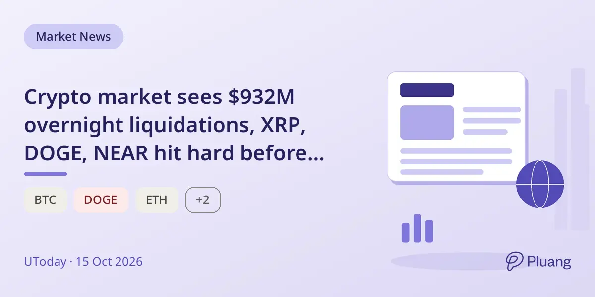 Crypto market sees $932M overnight liquidations, XRP, DOGE, NEAR hit hard before quick rebound