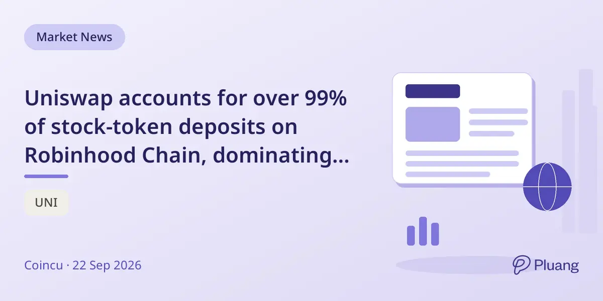 Uniswap accounts for over 99% of stock-token deposits on Robinhood Chain, dominating early tokenized equity flows.