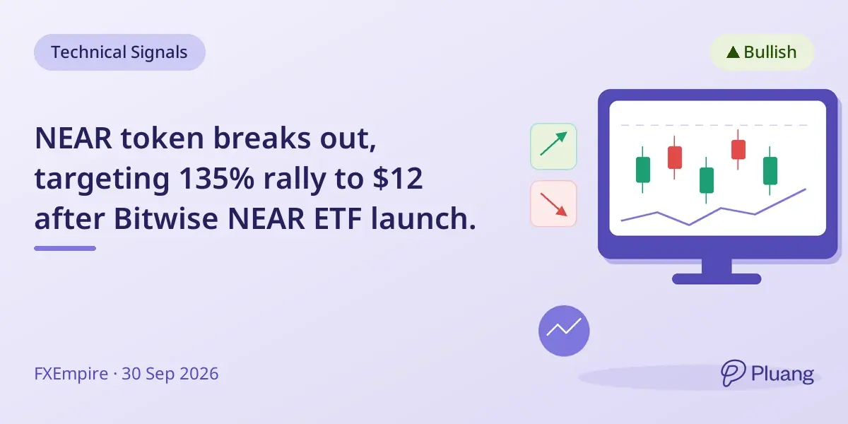 NEAR token breaks out, targeting 135% rally to $12 after Bitwise NEAR ETF launch.