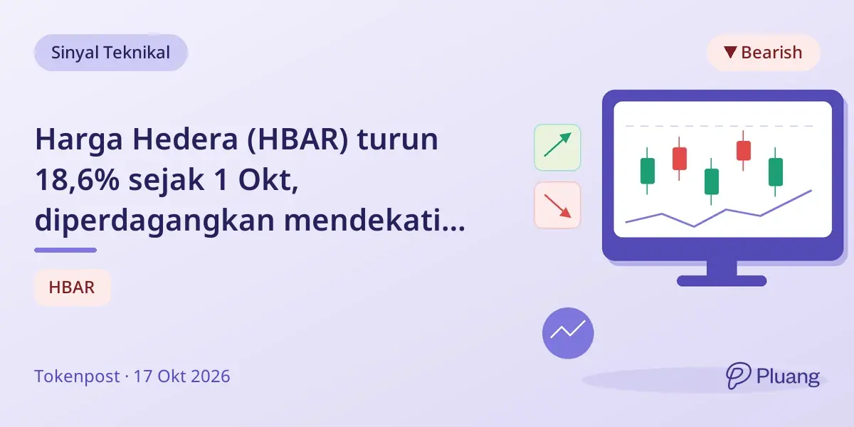 Harga Hedera (HBAR) turun 18,6% sejak 1 Okt, diperdagangkan mendekati level terendah pada 17 Okt