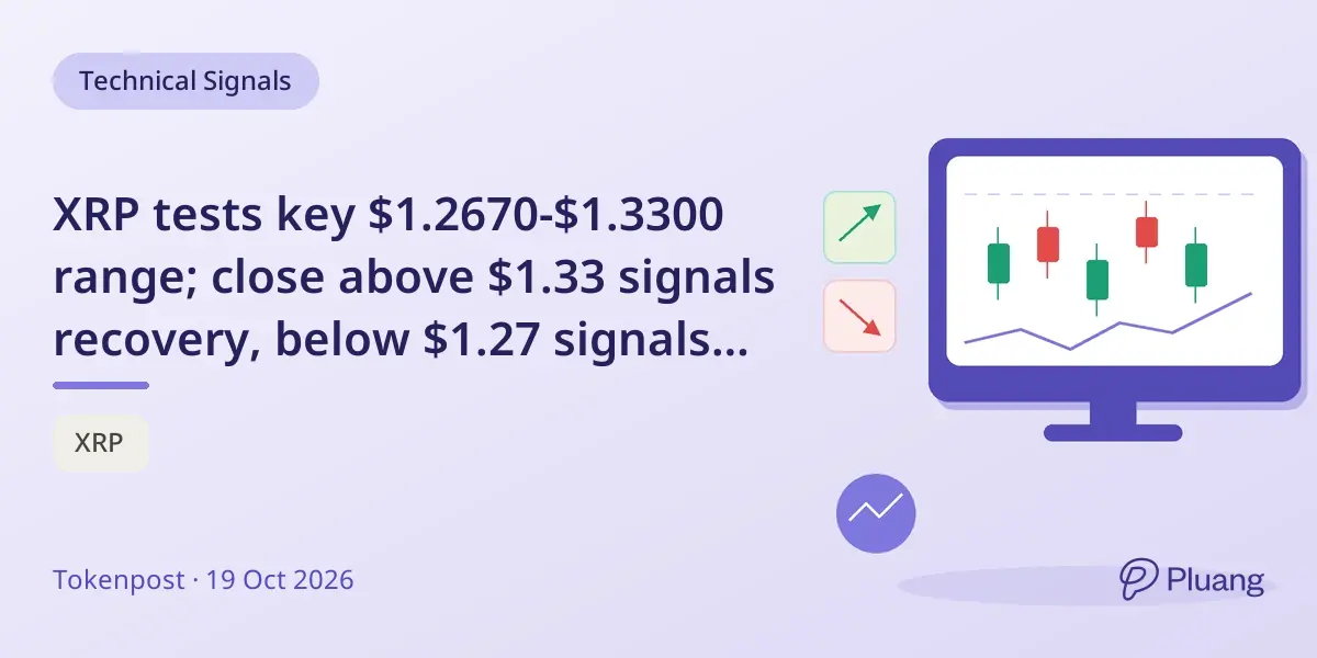 XRP tests key $1.2670-$1.3300 range; close above $1.33 signals recovery, below $1.27 signals weakness.