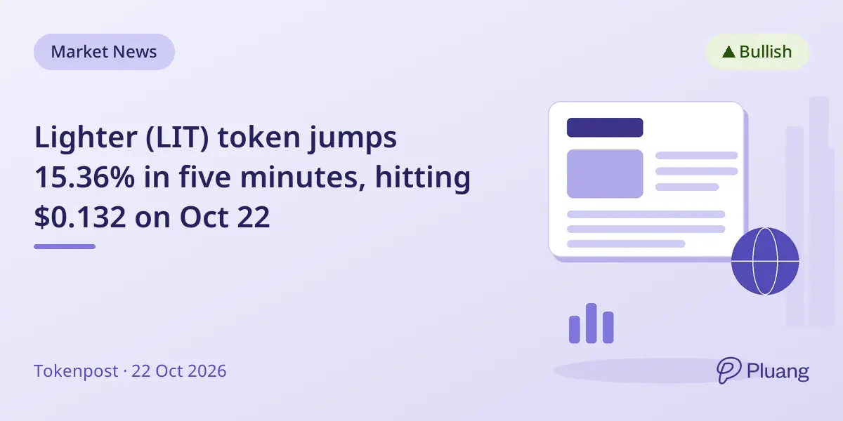 Lighter (LIT) token jumps 15.36% in five minutes, hitting $0.132 on Oct 22
