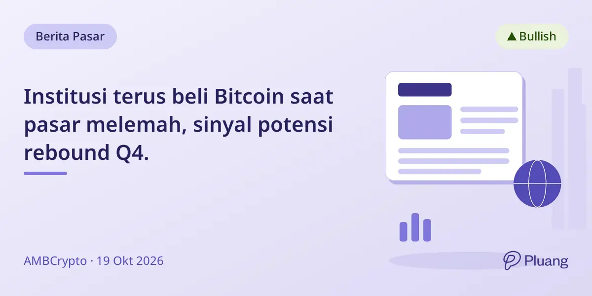 Institusi terus beli Bitcoin saat pasar melemah, sinyal potensi rebound Q4.