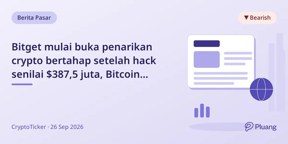 Bitget mulai buka penarikan crypto bertahap setelah hack senilai $387,5 juta, Bitcoin duluan, fiat terakhir.