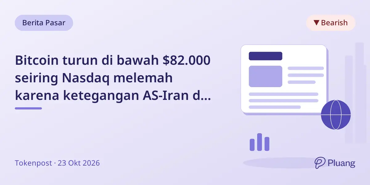 Bitcoin turun di bawah $82.000 seiring Nasdaq melemah karena ketegangan AS-Iran dan penurunan saham teknologi