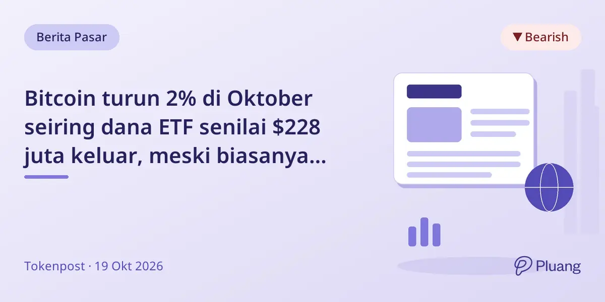 Bitcoin turun 2% di Oktober seiring dana ETF senilai $228 juta keluar, meski biasanya Oktober positif.