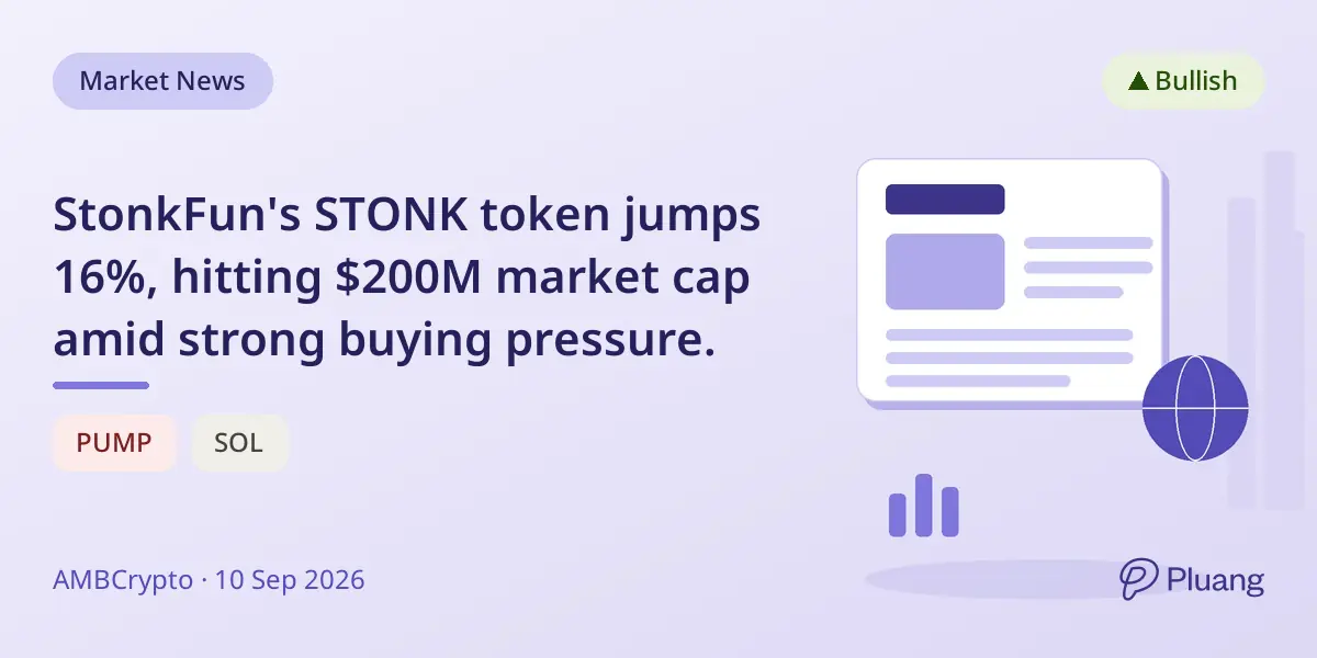 StonkFun's STONK token jumps 16%, hitting $200M market cap amid strong buying pressure.
