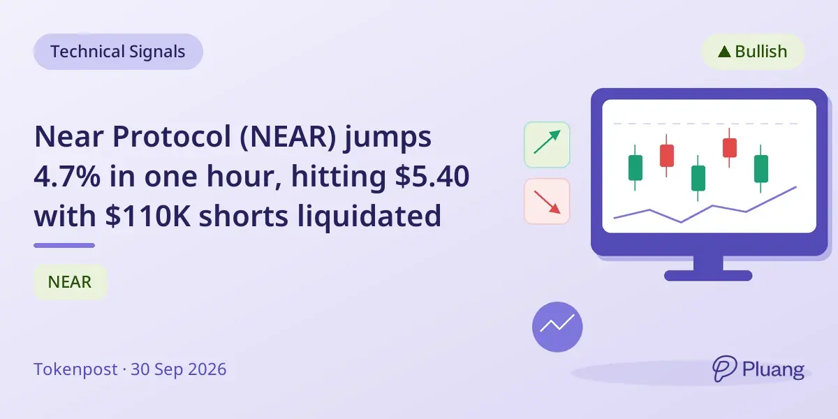 Near Protocol (NEAR) jumps 4.7% in one hour, hitting $5.40 with $110K shorts liquidated