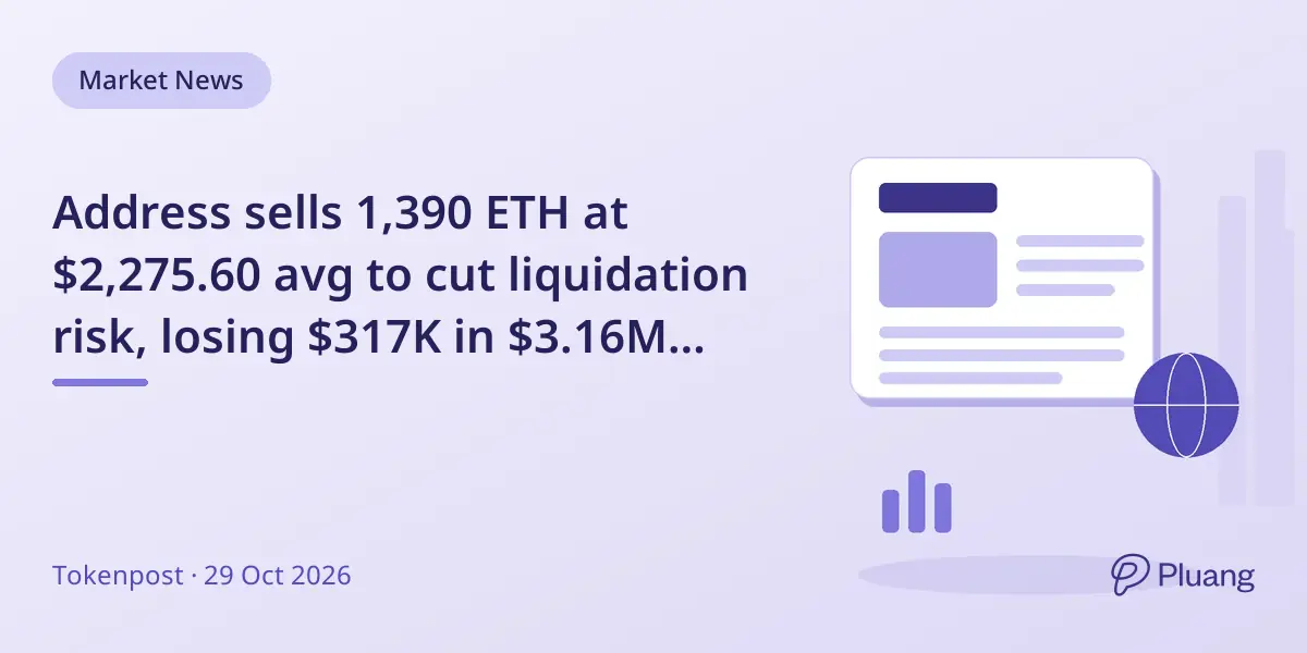 Address sells 1,390 ETH at $2,275.60 avg to cut liquidation risk, losing $317K in $3.16M sales.