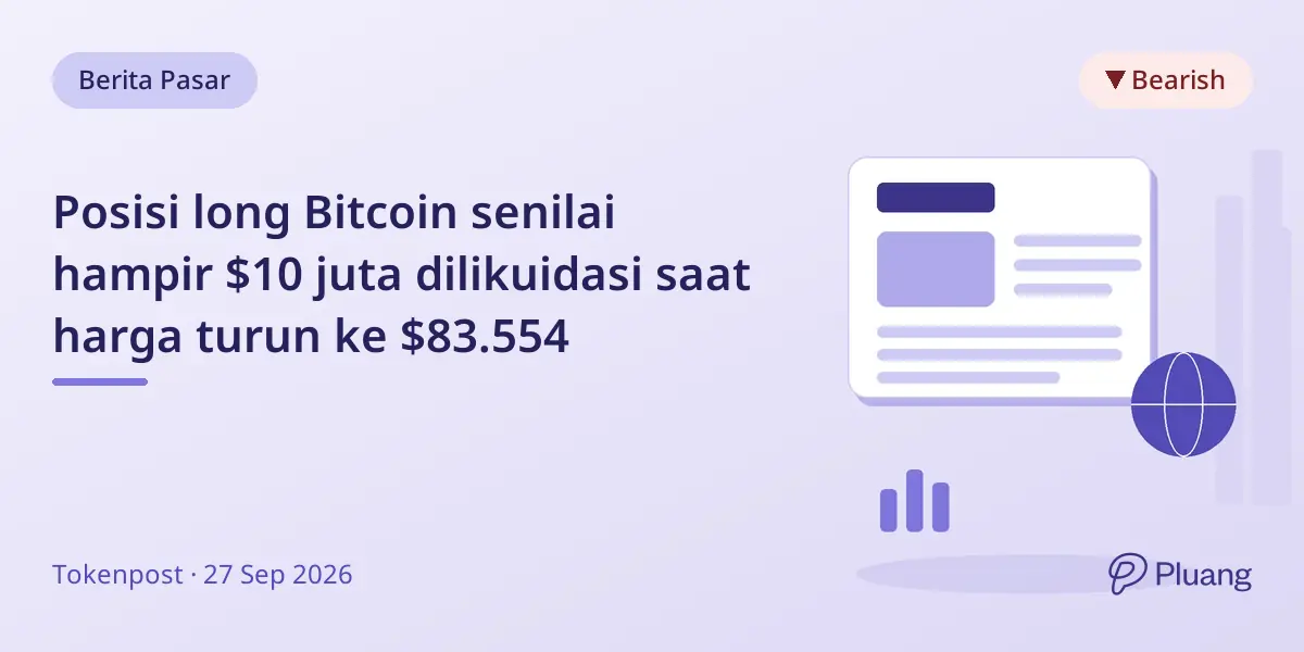 Posisi long Bitcoin senilai hampir $10 juta dilikuidasi saat harga turun ke $83.554