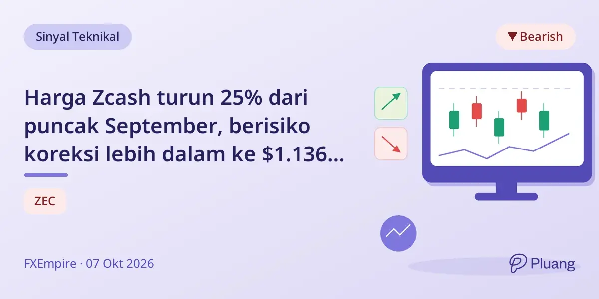 Harga Zcash turun 25% dari puncak September, berisiko koreksi lebih dalam ke $1.136 atau lebih rendah