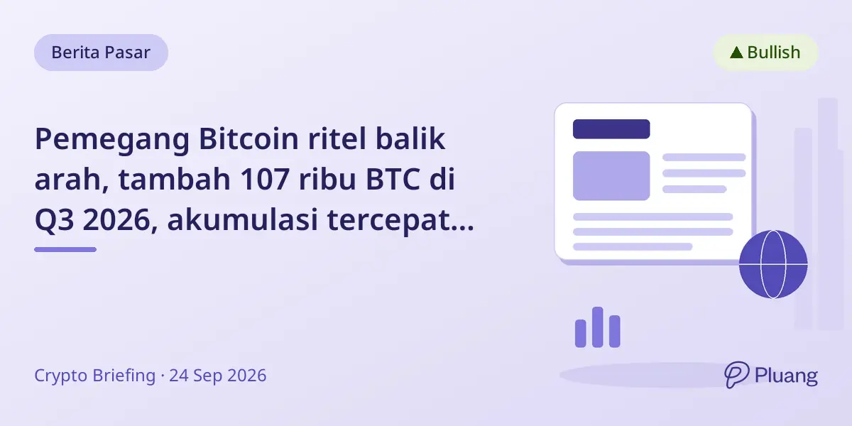 Pemegang Bitcoin ritel balik arah, tambah 107 ribu BTC di Q3 2026, akumulasi tercepat dalam beberapa tahun.