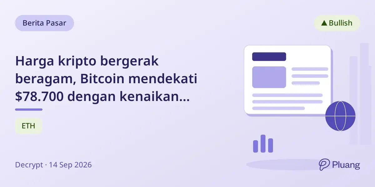 Harga kripto bergerak beragam, Bitcoin mendekati $78.700 dengan kenaikan signifikan pada XRP dan XLM.