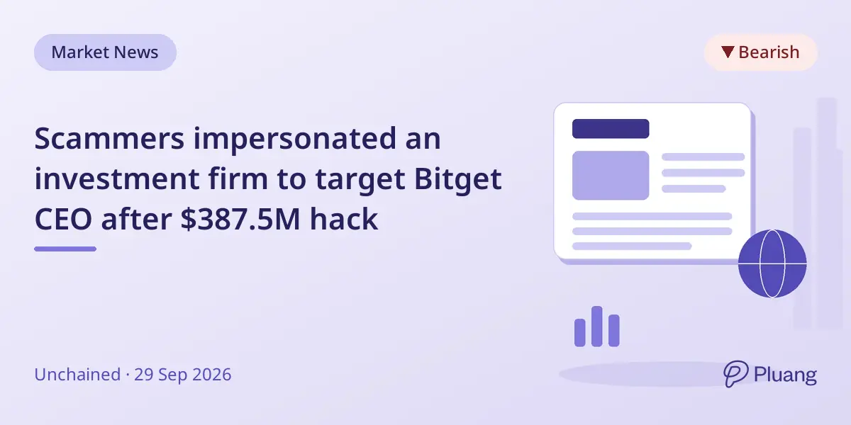 Scammers impersonated an investment firm to target Bitget CEO after $387.5M hack