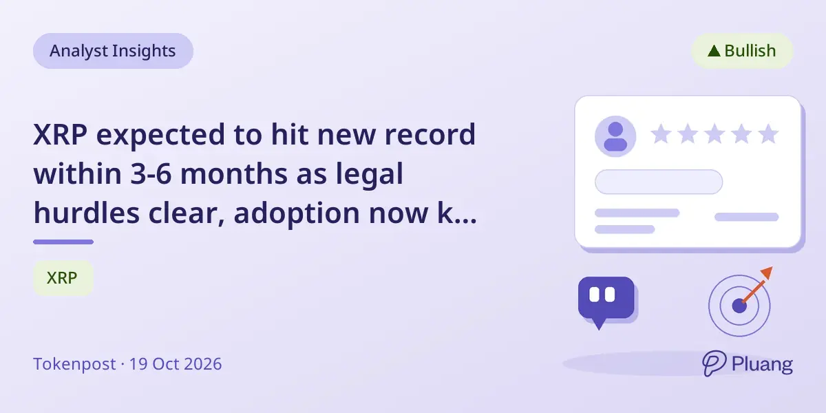 XRP expected to hit new record within 3-6 months as legal hurdles clear, adoption now key factor.