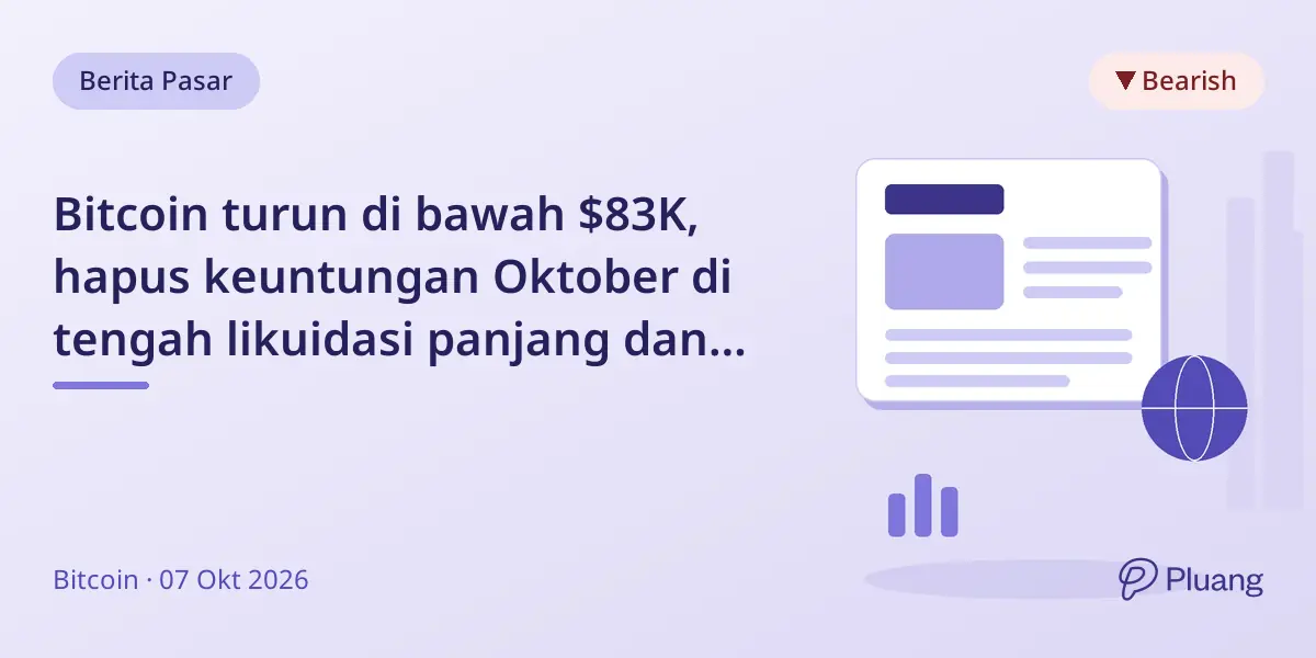 Bitcoin turun di bawah $83K, hapus keuntungan Oktober di tengah likuidasi panjang dan posisi short meningkat.
