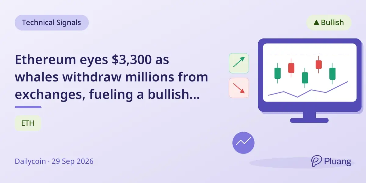 Ethereum eyes $3,300 as whales withdraw millions from exchanges, fueling a bullish breakout setup.