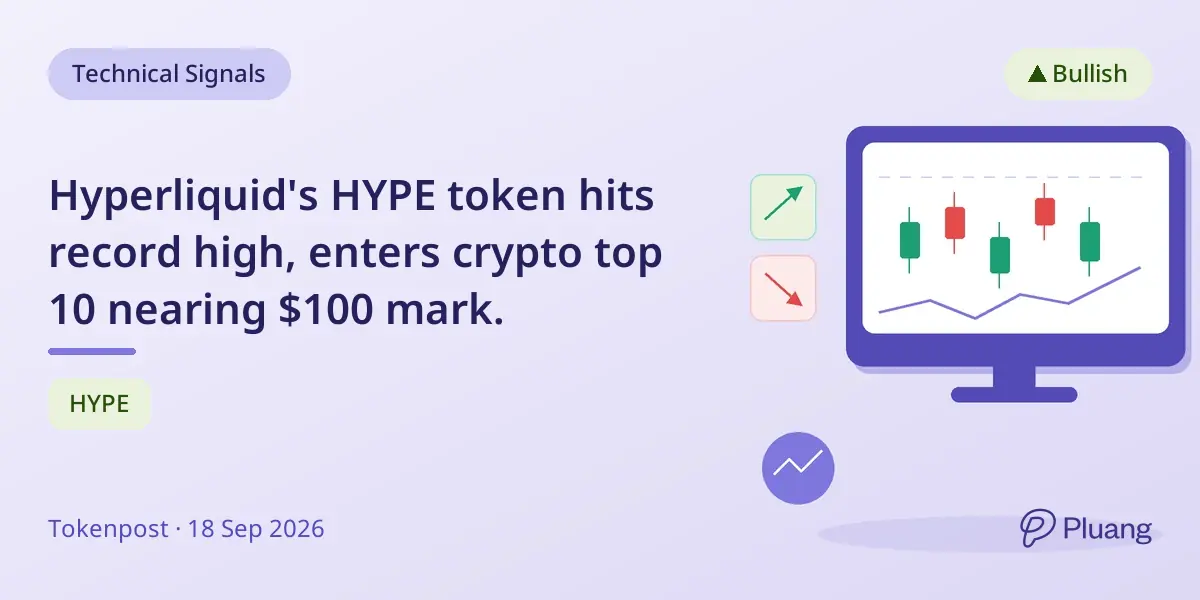Hyperliquid's HYPE token hits record high, enters crypto top 10 nearing $100 mark.