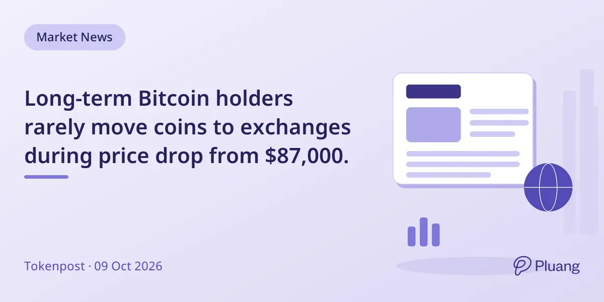 Long-term Bitcoin holders rarely move coins to exchanges during price drop from $87,000.
