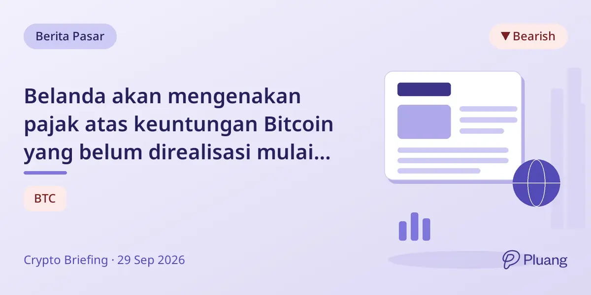 Belanda akan mengenakan pajak atas keuntungan Bitcoin yang belum direalisasi mulai 2028, beralih ke sistem pajak mark-to-market.