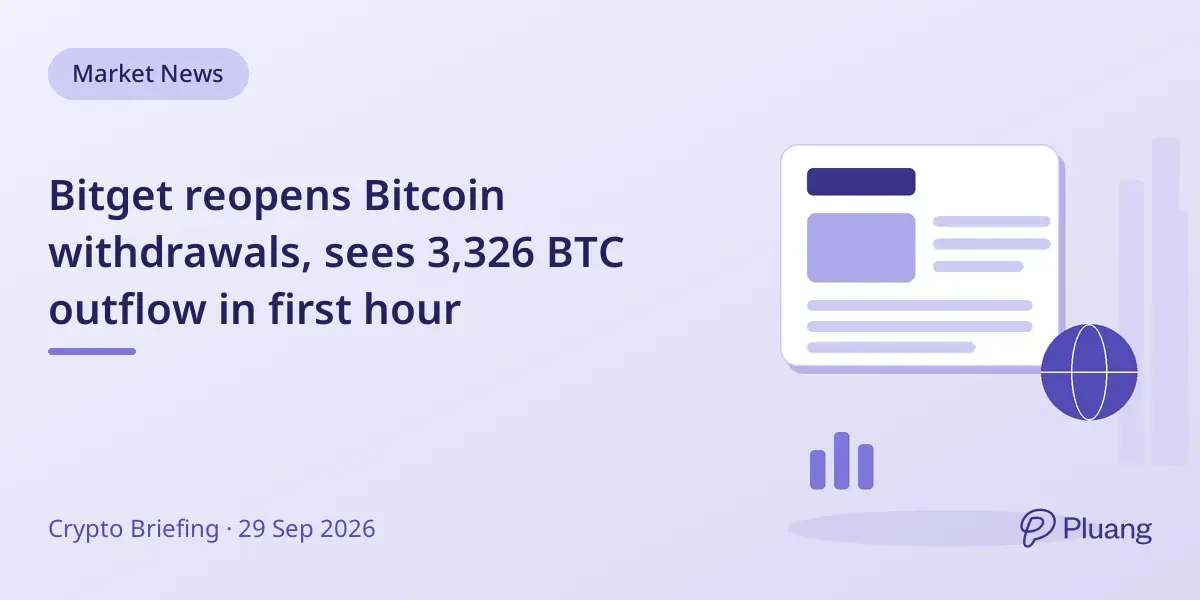 Bitget reopens Bitcoin withdrawals, sees 3,326 BTC outflow in first hour