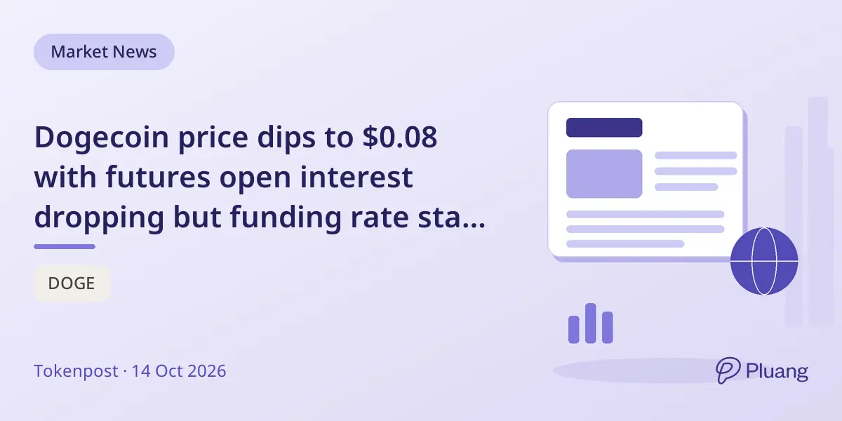 Dogecoin price dips to $0.08 with futures open interest dropping but funding rate stays positive.