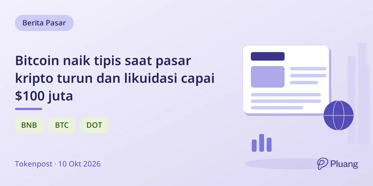 Bitcoin naik tipis saat pasar kripto turun dan likuidasi capai $100 juta