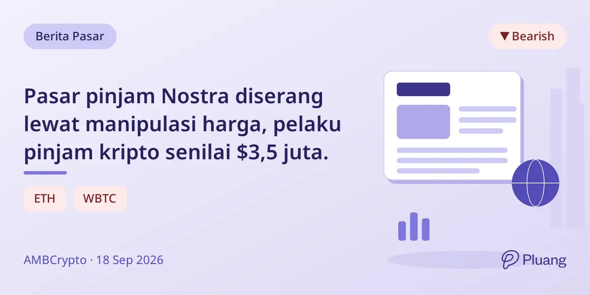 Pasar pinjam Nostra diserang lewat manipulasi harga, pelaku pinjam kripto senilai $3,5 juta.