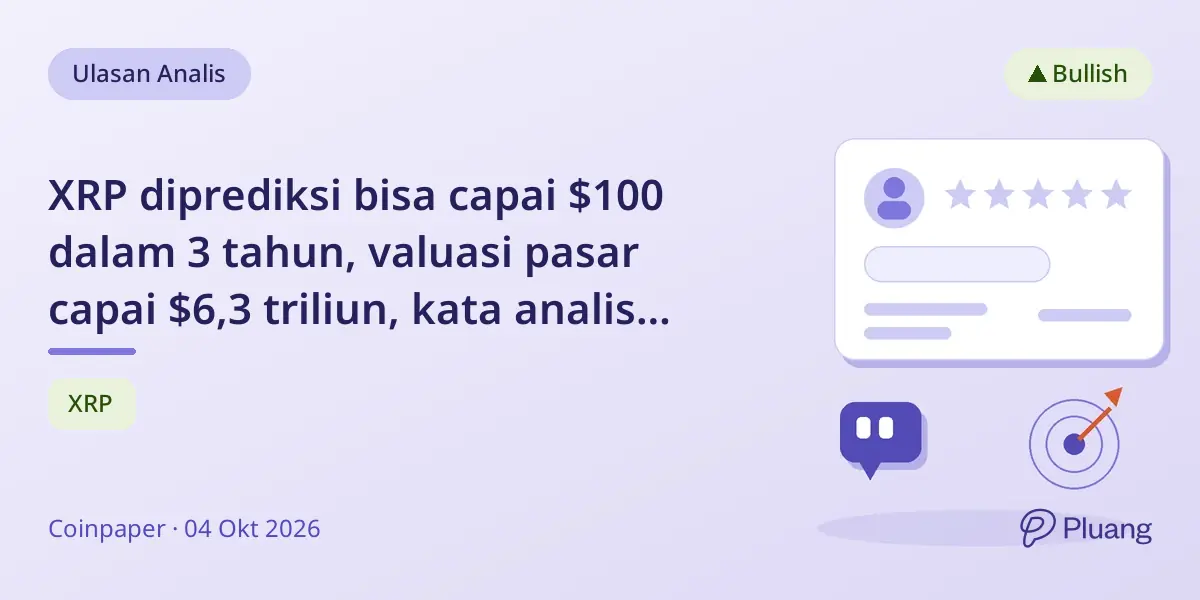 XRP diprediksi bisa capai $100 dalam 3 tahun, valuasi pasar capai $6,3 triliun, kata analis Vincent Van Code.