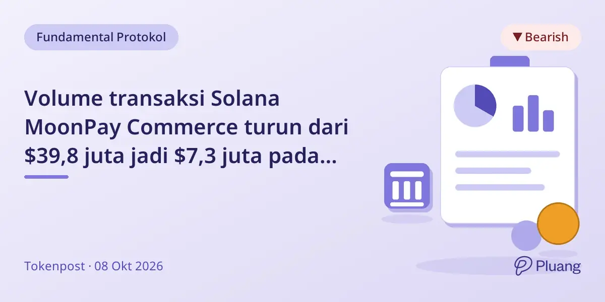 Volume transaksi Solana MoonPay Commerce turun dari $39,8 juta jadi $7,3 juta pada Sept 2026.