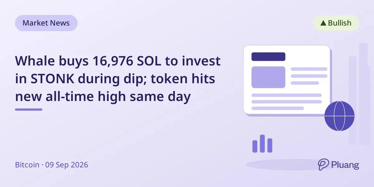 Whale buys 16,976 SOL to invest in STONK during dip; token hits new all-time high same day