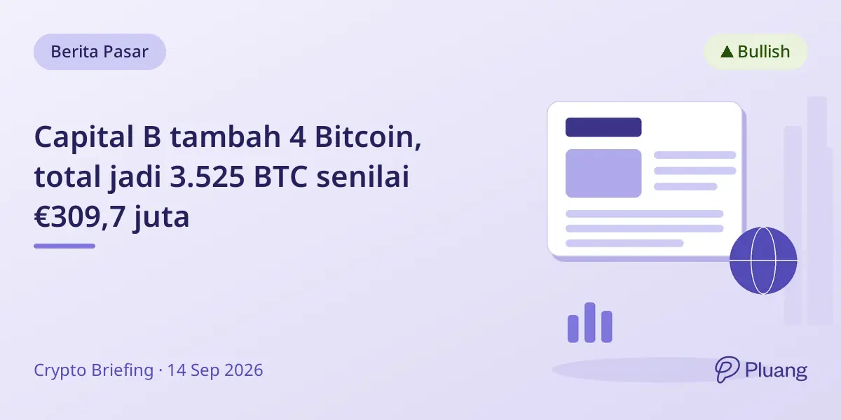 Capital B tambah 4 Bitcoin, total jadi 3.525 BTC senilai €309,7 juta