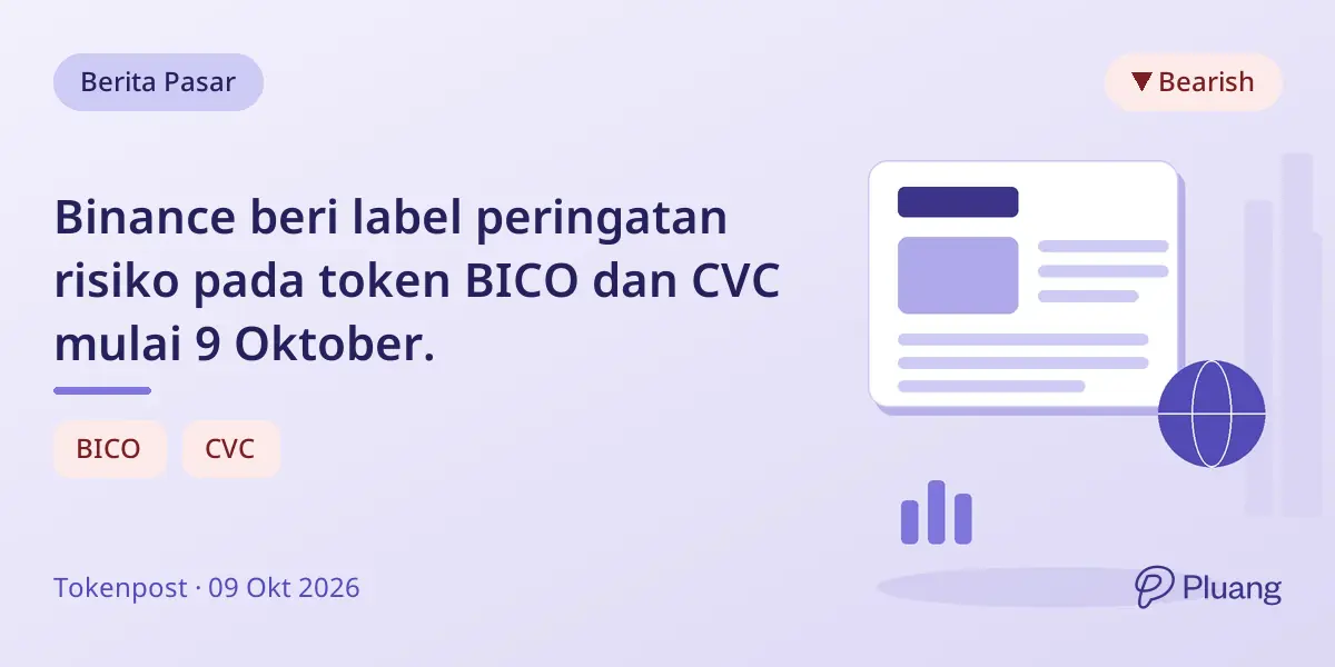 Binance beri label peringatan risiko pada token BICO dan CVC mulai 9 Oktober.