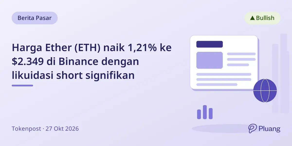 Harga Ether (ETH) naik 1,21% ke $2.349 di Binance dengan likuidasi short signifikan