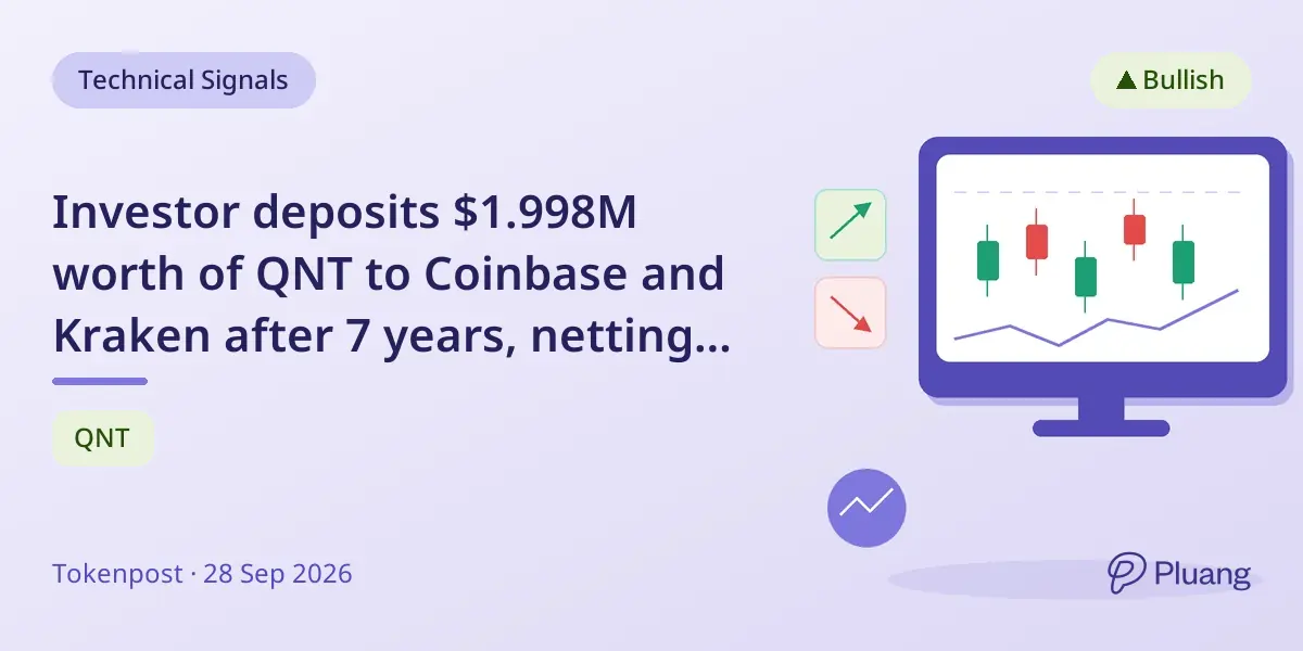 Investor deposits $1.998M worth of QNT to Coinbase and Kraken after 7 years, netting 884% return