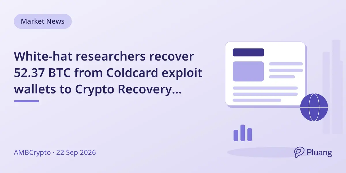 White-hat researchers recover 52.37 BTC from Coldcard exploit wallets to Crypto Recovery Trust.