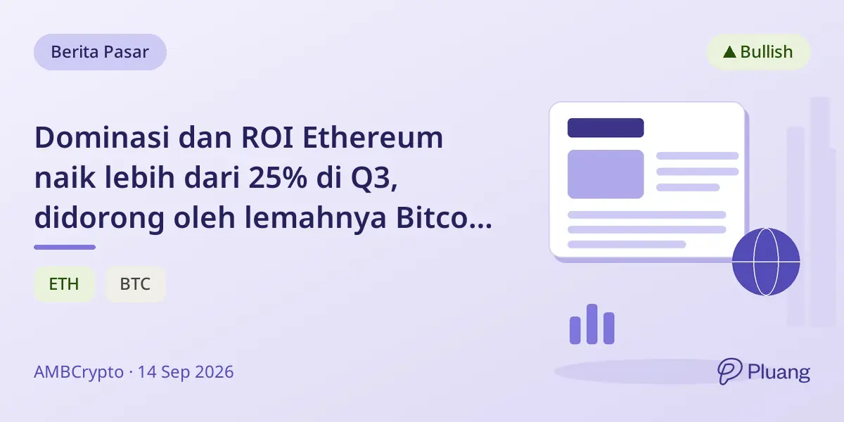 Dominasi dan ROI Ethereum naik lebih dari 25% di Q3, didorong oleh lemahnya Bitcoin dan permintaan ETF yang kuat.