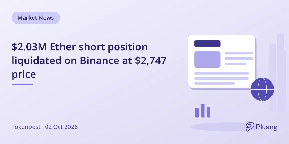 $2.03M Ether short position liquidated on Binance at $2,747 price