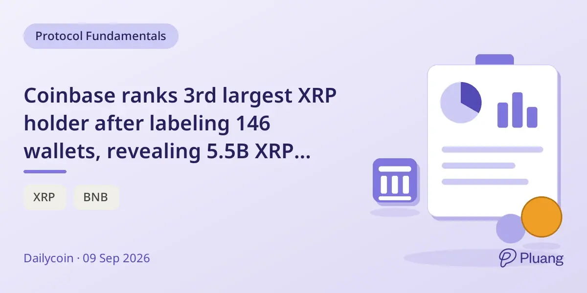 Coinbase ranks 3rd largest XRP holder after labeling 146 wallets, revealing 5.5B XRP previously unidentified.