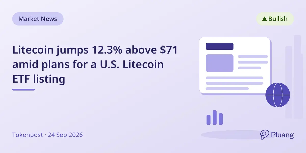 Litecoin jumps 12.3% above $71 amid plans for a U.S. Litecoin ETF listing