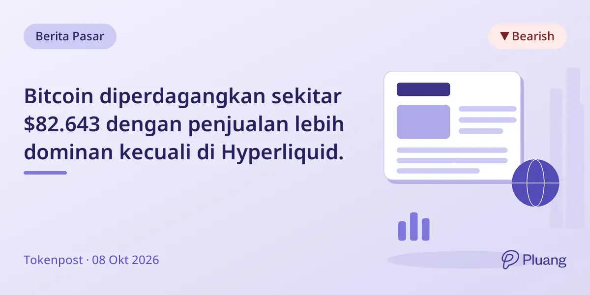 Bitcoin diperdagangkan sekitar $82.643 dengan penjualan lebih dominan kecuali di Hyperliquid.