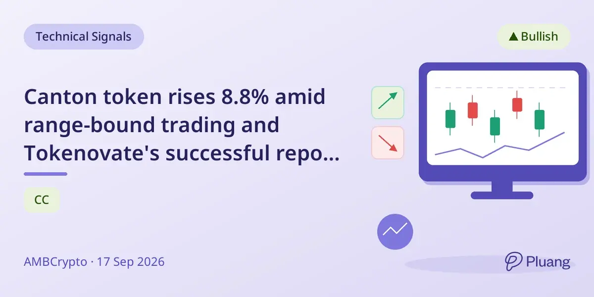 Canton token rises 8.8% amid range-bound trading and Tokenovate's successful repo deal on its network