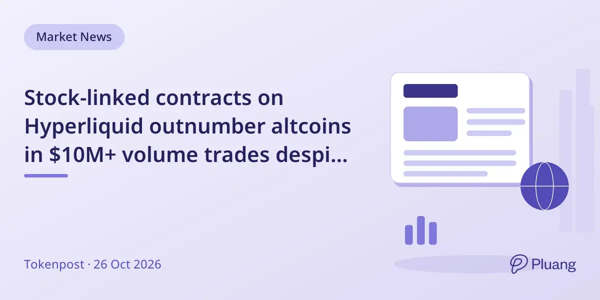 Stock-linked contracts on Hyperliquid outnumber altcoins in $10M+ volume trades despite altcoins' slight total volume lead.