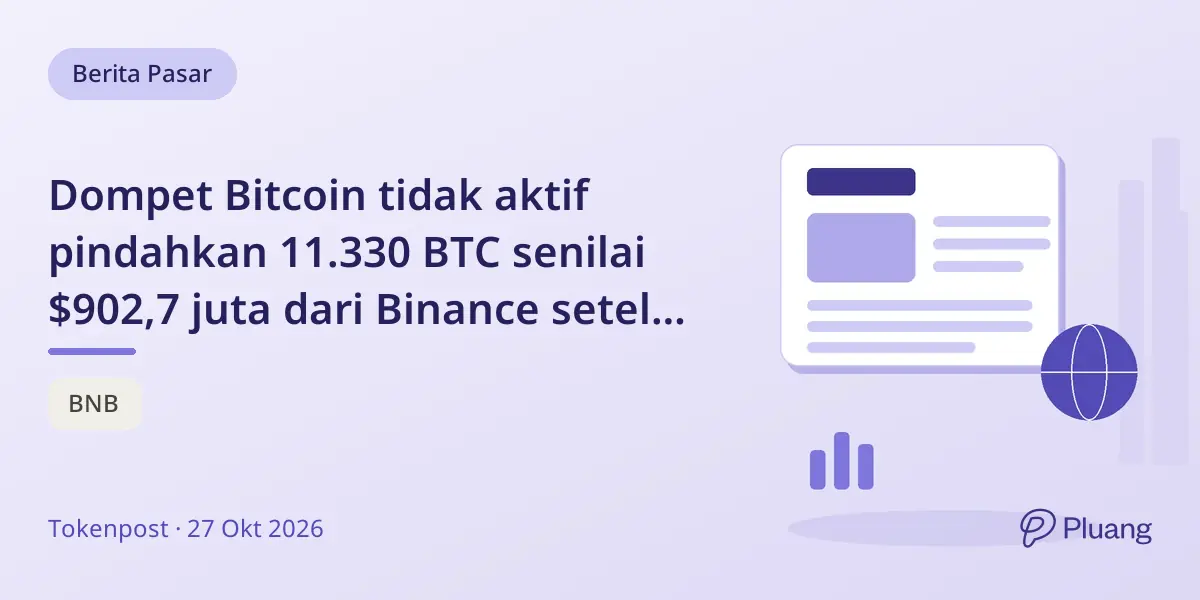 Dompet Bitcoin tidak aktif pindahkan 11.330 BTC senilai $902,7 juta dari Binance setelah 5 bulan